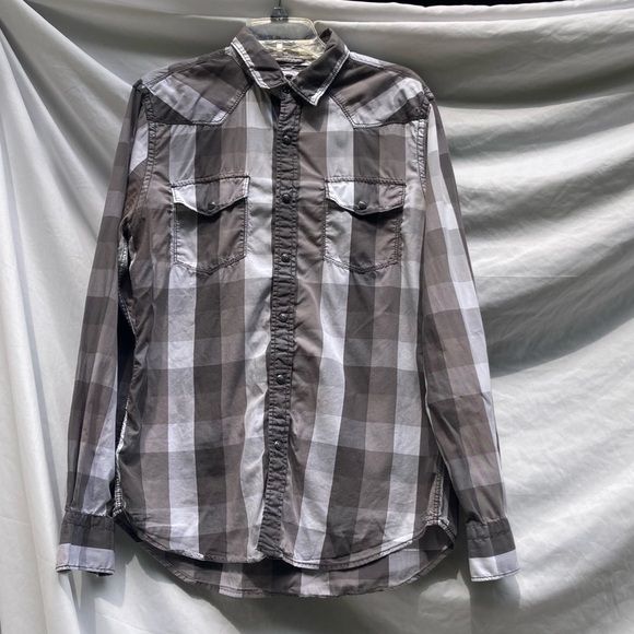 Express Button Down Black Gray and White Shirt, Size Medium. - Picture 1 of 12